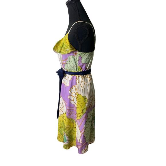 Maeve Purple Yellow Spaghetti Strap Knee Length Dress Sz 2 - Picture 2 of 5